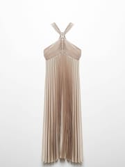 Mango Silver Pleated Halter Neck Dress - Image 6 of 7