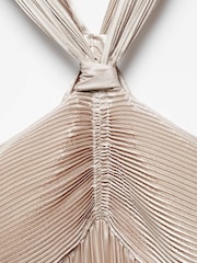 Mango Silver Pleated Halter Neck Dress - Image 7 of 7