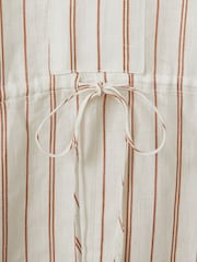 Reiss Cream/Brown Romy Linen-Cotton Striped Kaftan - Image 4 of 4