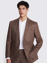 MOSS Brown Tailored Fit Copper Linen Jacket - Image 1 of 6