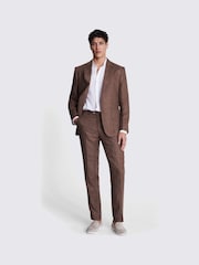 MOSS Brown Tailored Fit Copper Linen Jacket - Image 3 of 6