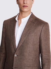 MOSS Brown Tailored Fit Copper Linen Jacket - Image 5 of 6
