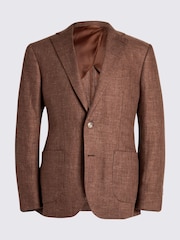MOSS Brown Tailored Fit Copper Linen Jacket - Image 6 of 6