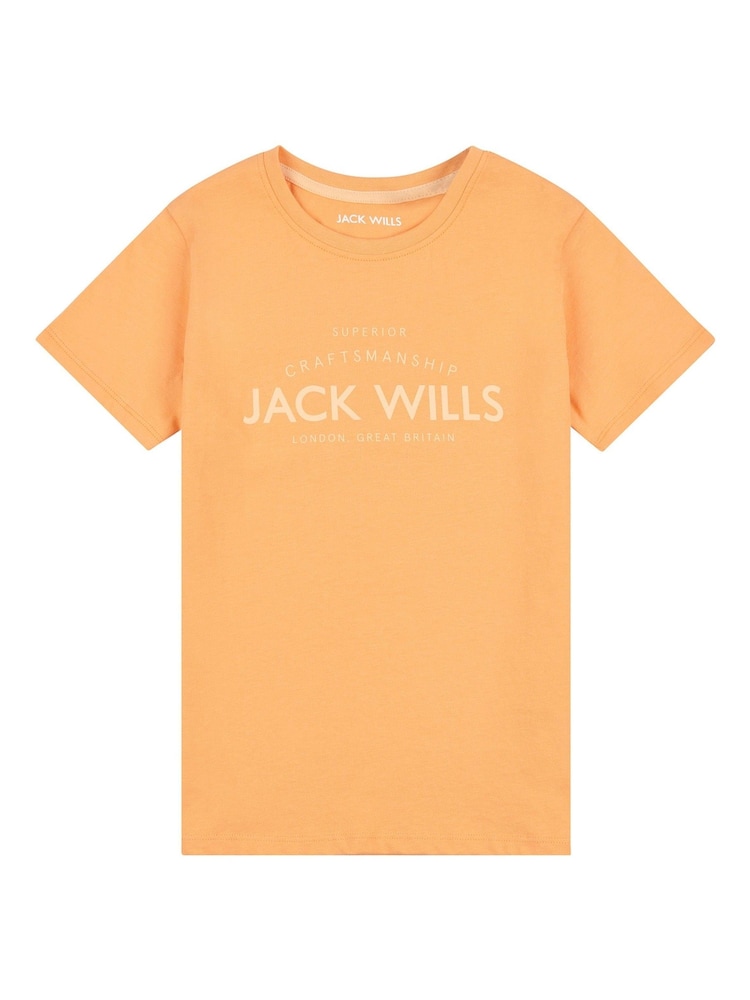 Jack Wills Orange Girls Regular Fit Est 1999 100% Cotton T-Shirt - Image 1 of 3