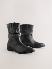 Black Leather Standard/Wide Fit Forever Comfort® Slouch Ankle Boots - Image 1 of 5