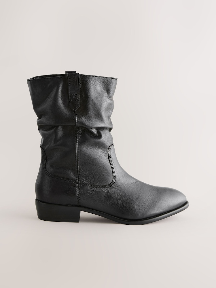 Black Leather Standard/Wide Fit Forever Comfort® Slouch Ankle Boots - Image 2 of 5