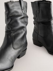 Black Leather Standard/Wide Fit Forever Comfort® Slouch Ankle Boots - Image 3 of 5