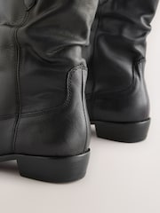 Black Leather Standard/Wide Fit Forever Comfort® Slouch Ankle Boots - Image 4 of 5