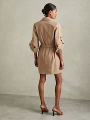 Reiss Stone Jaya Cotton Blend Collared Cowl Neck Mini Dress - Image 4 of 5