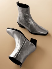 Metallic Forever Comfort® Cowboy Leather Ankle Boots - Image 3 of 7