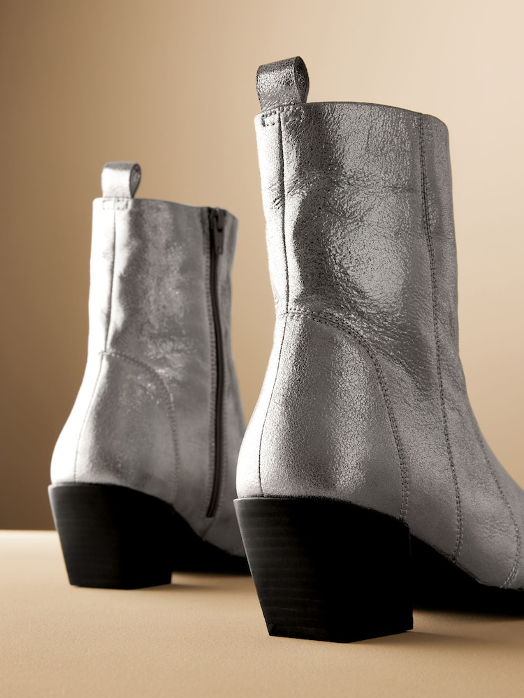 Metallic Forever Comfort® Cowboy Leather Ankle Boots - Image 7 of 7