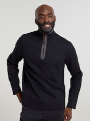 Schwarz - Mountain Warehouse Mens Beta Contrast Zip-Neck T-Shirt - Bild 1 von 5