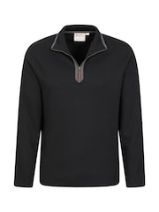 Schwarz - Mountain Warehouse Mens Beta Contrast Zip-Neck T-Shirt - Bild 4 von 5