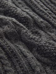 Grey Charcoal Denim Shirt Layer Cable Knitted Jumper - Image 4 of 4