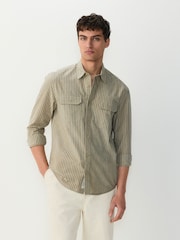 neutre - Stripe Cotton Long Sleeve 100% Cotton Shirt - Image 1 de 9