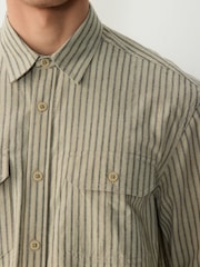 neutre - Stripe Cotton Long Sleeve 100% Cotton Shirt - Image 4 de 9