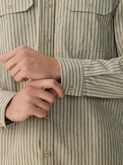 neutre - Stripe Cotton Long Sleeve 100% Cotton Shirt - Image 5 de 9