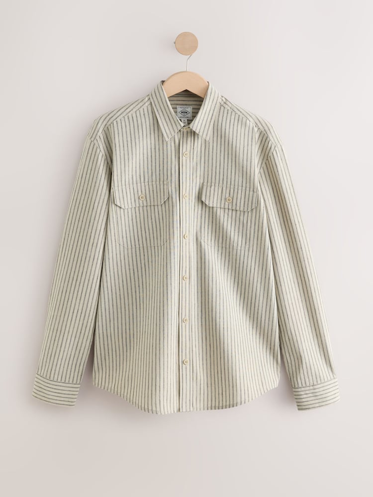 Neutral Stripe Cotton Long Sleeve 100% Cotton Shirt - Image 7 of 9