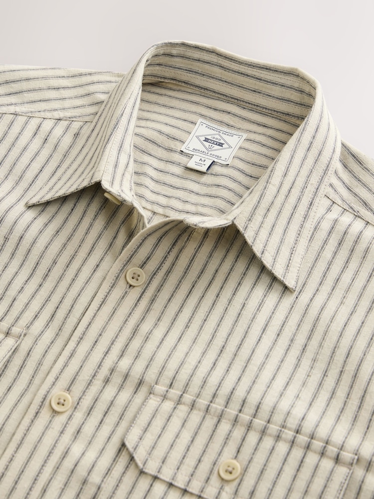 neutre - Stripe Cotton Long Sleeve 100% Cotton Shirt - Image 9 de 9