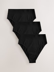 Black High Rise High Leg No VPL Comfort Knickers 3 Pack - Image 6 of 9
