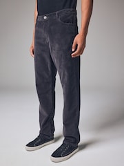 Black Washed Regular Fit Corduroy 5 Pocket Trousers - Image 2 of 12