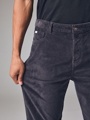 Black Washed Regular Fit Corduroy 5 Pocket Trousers - Image 5 of 12
