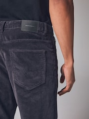 Black Washed Regular Fit Corduroy 5 Pocket Trousers - Image 6 of 12