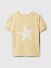 Gap Yellow Star Sequin Graphic Short Sleeve Crew Neck T-Shirt (4-13yrs) - Image 4 of 4