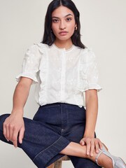 Monsoon White Embroidered Iris Blouse - Image 1 of 5