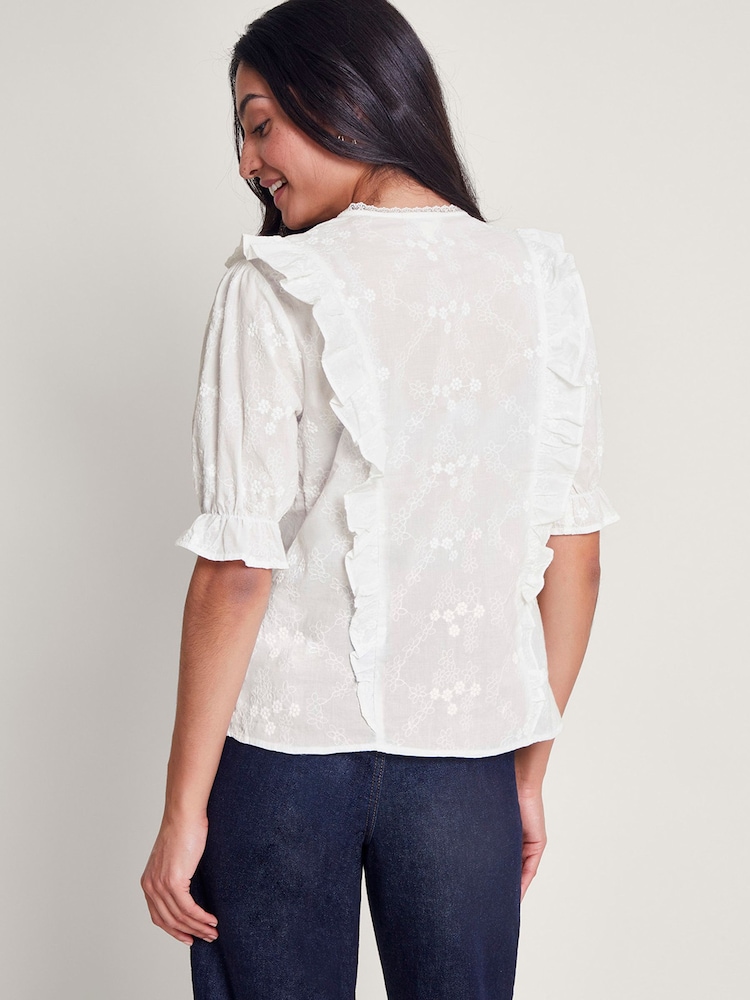 Monsoon White Embroidered Iris Blouse - Image 2 of 5 Monsoon White Embroidered Iris Blouse - Image 2 of 5