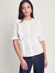 Monsoon White Embroidered Iris Blouse - Image 4 of 5