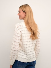 Kaffe Elena Lace Knit White Pullover White Jumper - Image 2 of 6