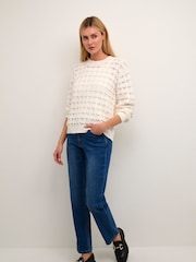 Kaffe Elena Lace Knit White Pullover White Jumper - Image 3 of 6