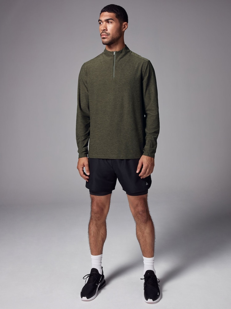 Khaki Green Active Gym Training Quarter Zip Neck - Image 2 of 9
