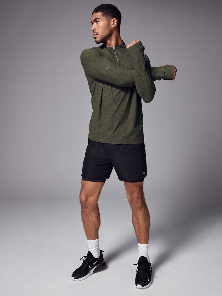 Khaki Green Active Gym Training Quarter Zip Neck - Image 3 of 9