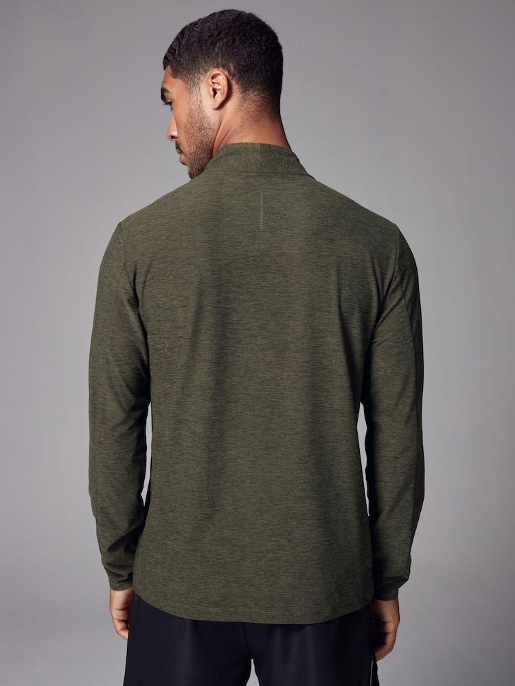 Khaki Green Active Gym Training Quarter Zip Neck - Image 4 of 9