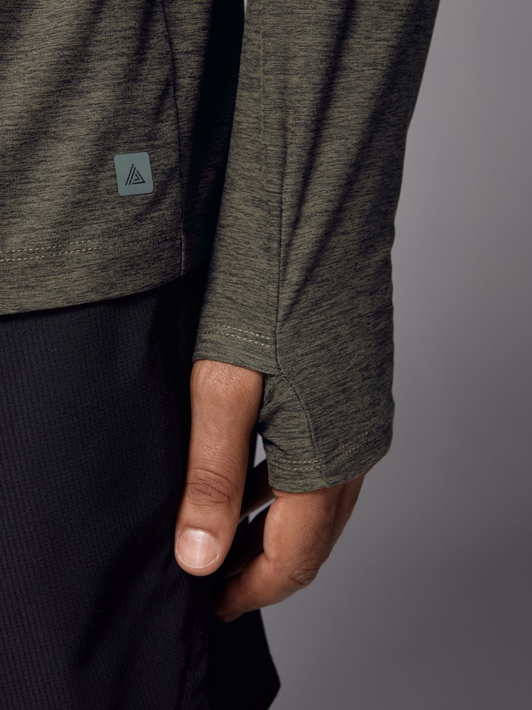 Khaki Green Active Gym Training Quarter Zip Neck - Image 6 of 9