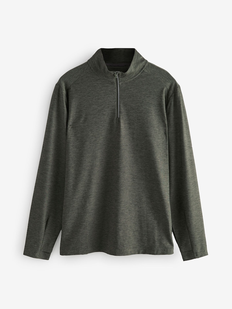 Khaki Green Active Gym Training Quarter Zip Neck - Image 7 of 9