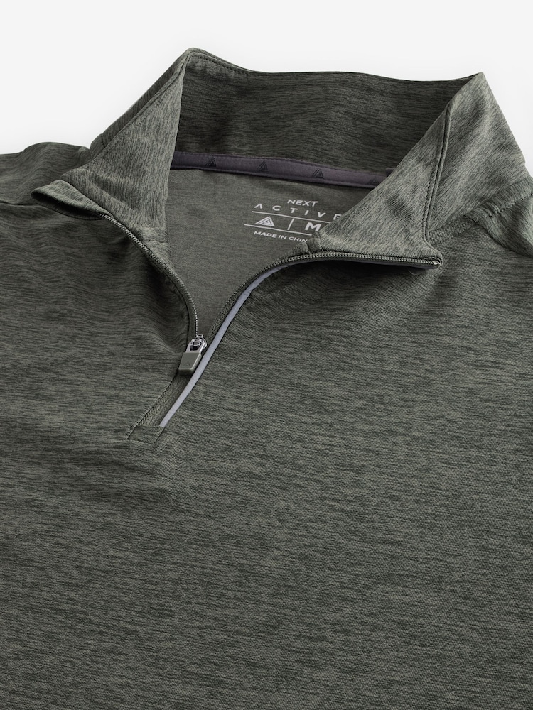 Khaki Green Active Gym Training Quarter Zip Neck - Image 8 of 9