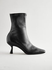 Black Leather Premium Ankle Sock Boots - Image 6 of 9