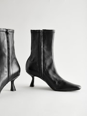 Black Leather Premium Ankle Sock Boots - Image 8 of 9