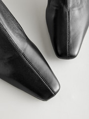 Black Leather Premium Ankle Sock Boots - Image 9 of 9