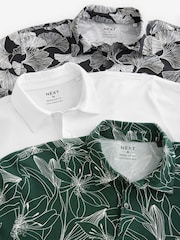 Mono Print Regular Fit Short Sleeve Jersey Polo Shirts 3 Pack - Image 2 of 12