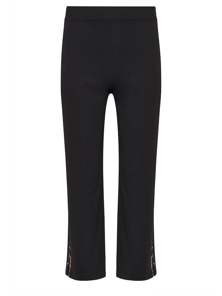 PixieGirl Petite Black Leopard Print Side Stripe Wide Leg Trousers - Image 5 of 5