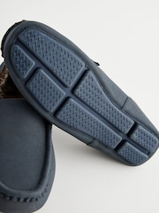 Navy Blue Faux Fur Lined Moccasin Slippers - Image 5 of 5