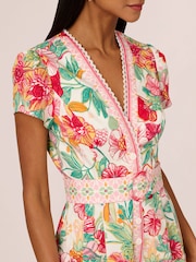 Adrianna Papell Pink Printed Jumpsuit - Image 4 of 7
