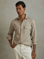 Reiss Stone Arlo Cotton Canvas Overshirt - Image 1 of 5