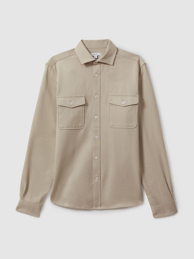 Reiss Stone Arlo Cotton Canvas Overshirt - Image 2 of 5