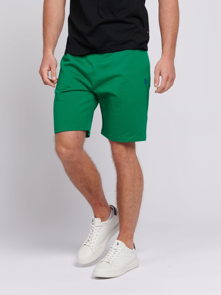U.S. Polo Assn Green Mens Double Horsemen Sweat 100% Cotton Shorts - Image 1 of 6