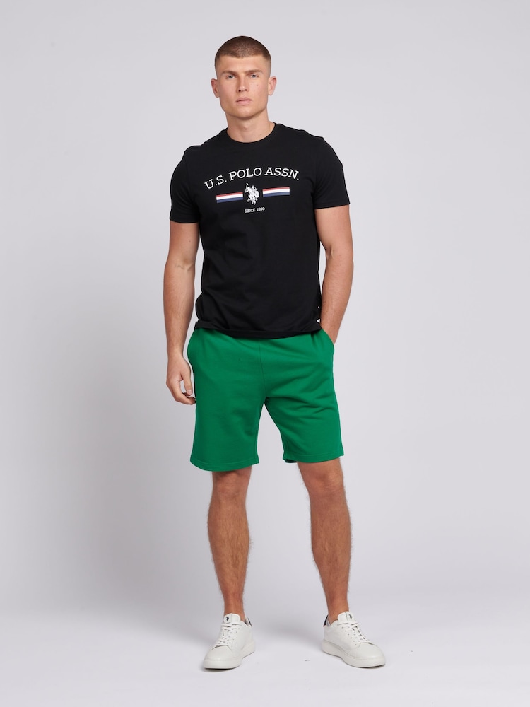 U.S. Polo Assn Green Mens Double Horsemen Sweat 100% Cotton Shorts - Image 3 of 6